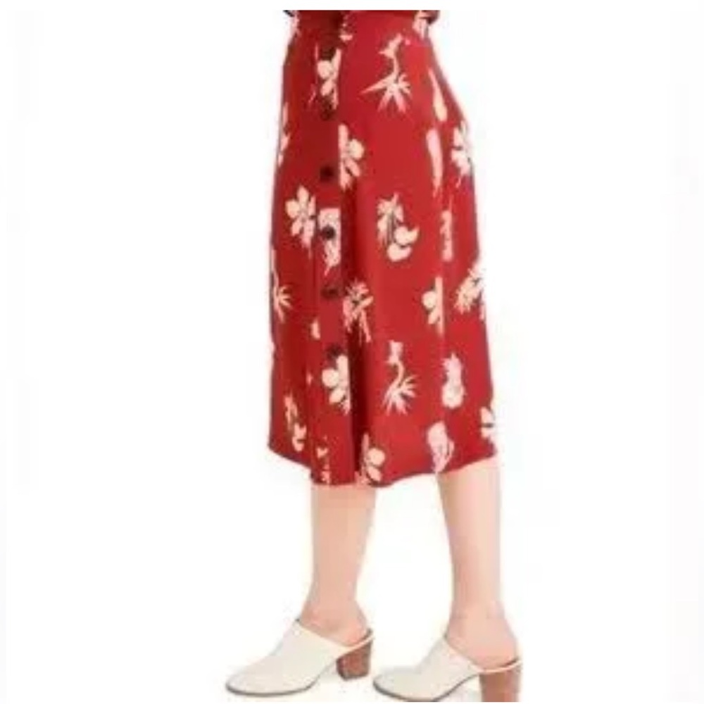 Madewell Red Floral Midi Skirt